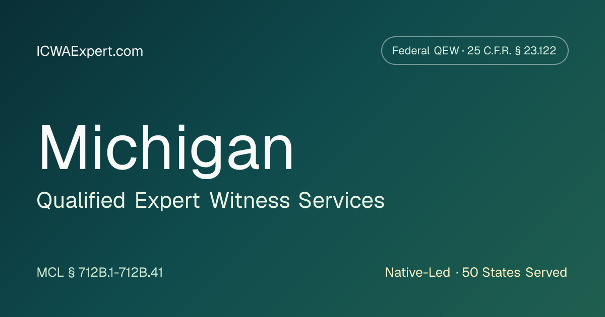 Michigan ICWA QEW | MIFPA MCL 712B Testimony | ICWAExpert.com